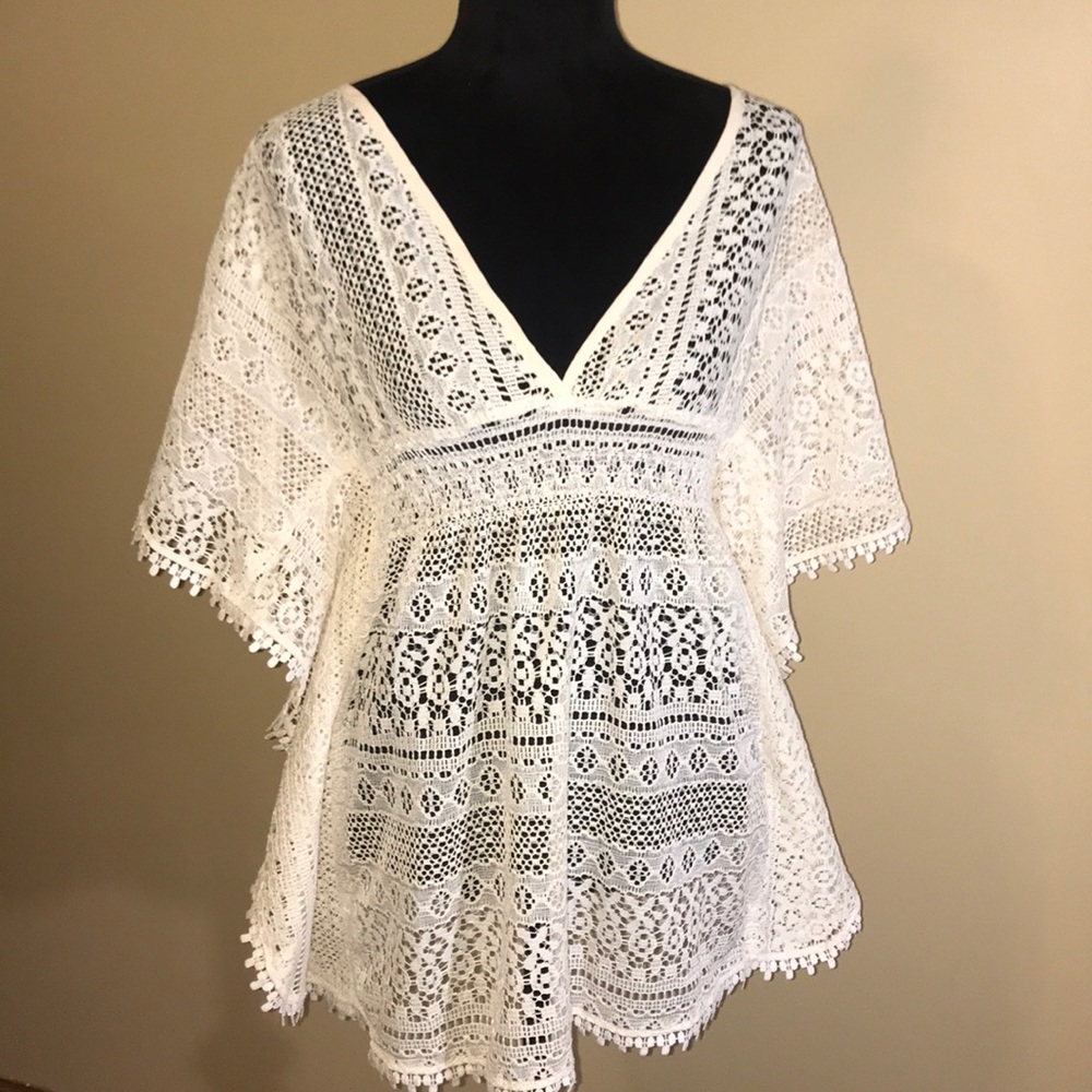 Cream swim cover up